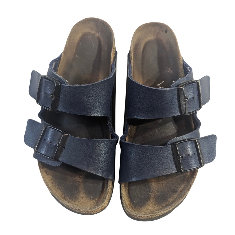 Birkenstock‎ Arizona Navy Blue Leather Double Strap Sandals Women's US 8 READ